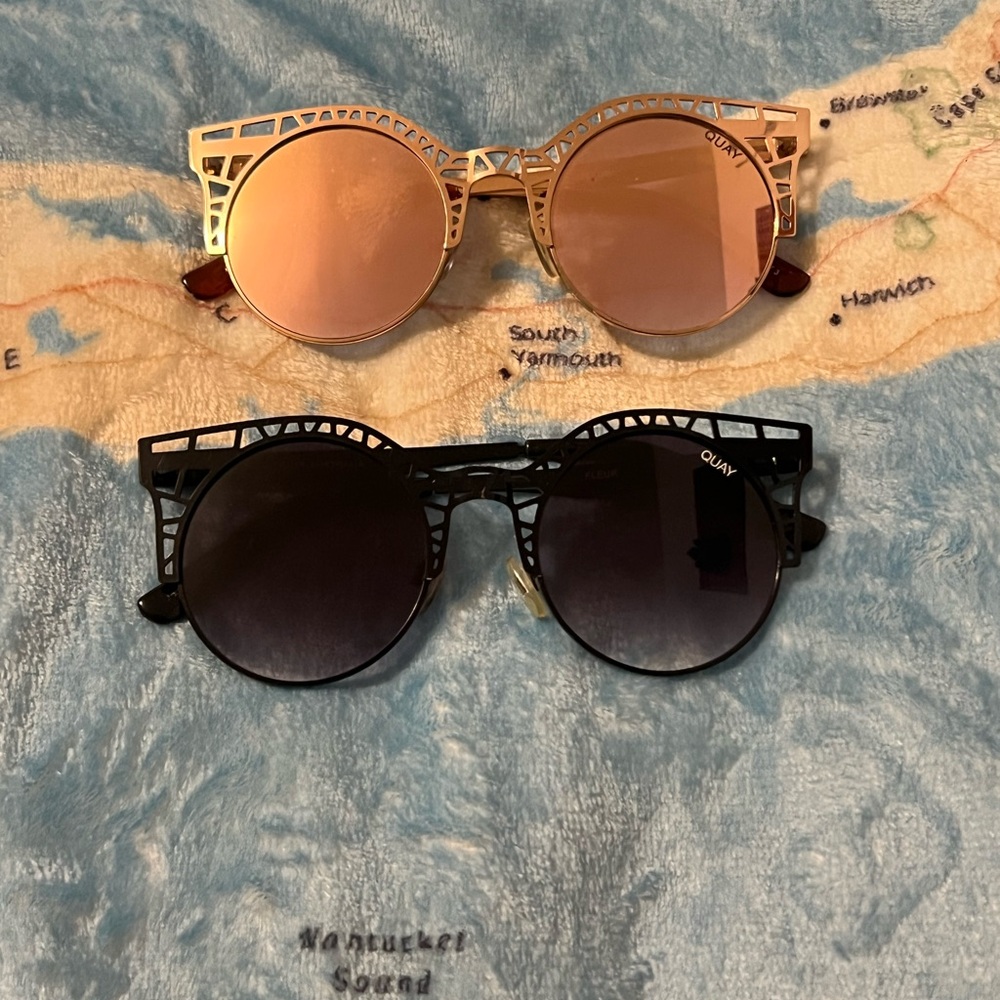 Quay Australia Gold and Black Sunglasses Duo